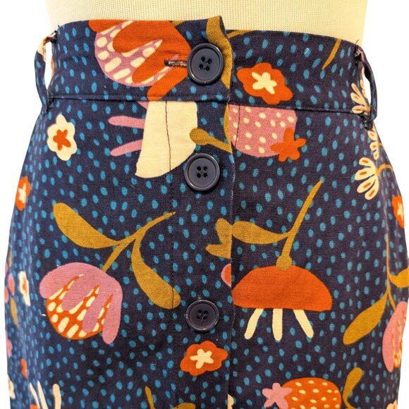 Modcloth x Princess Highway Womens Sz 8 Blue Floral Berry Buttons Pockets Skirt - Picture 6 of 10